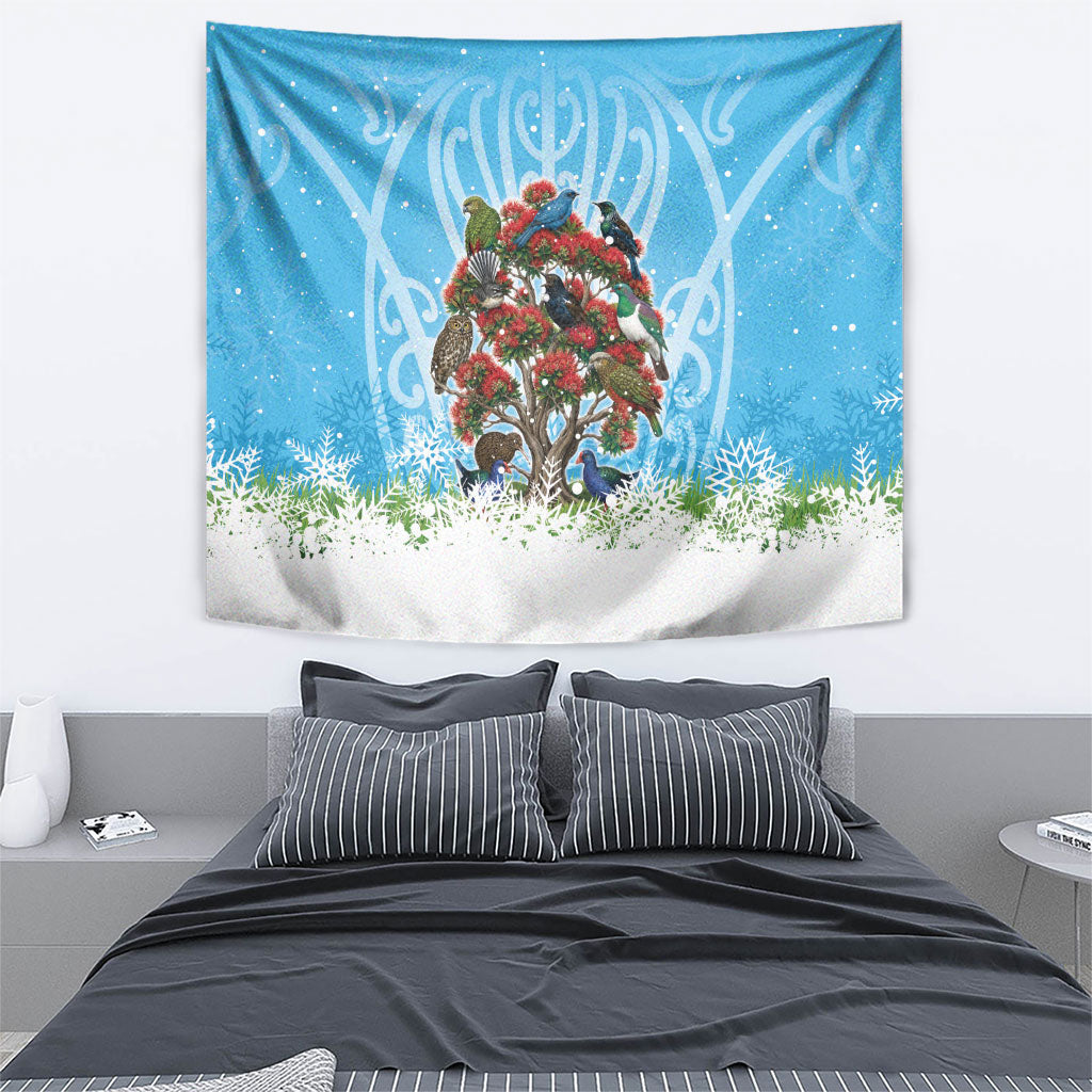 New Zealand Birds Christmas Tapestry Pohutukawa Xmas Tree LT05 - Polynesian Pride