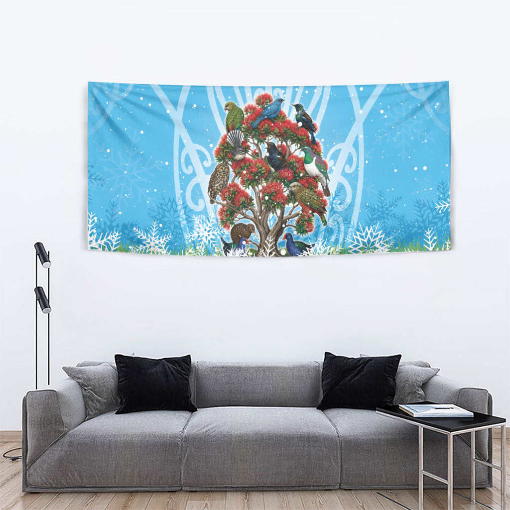 New Zealand Birds Christmas Tapestry Pohutukawa Xmas Tree LT05 - Polynesian Pride