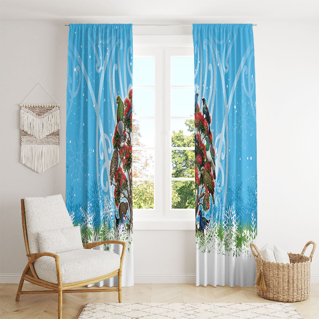 New Zealand Birds Christmas Window Curtain Pohutukawa Xmas Tree LT05 - Polynesian Pride