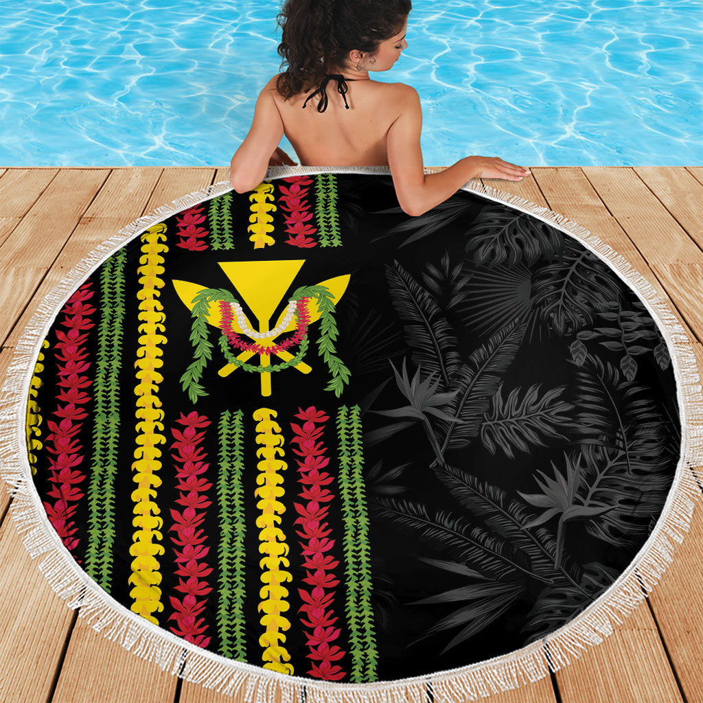 Hawaii Lei Kanaka Maoli Flag Beach Blanket Tropical Vibes LT05 - Polynesian Pride