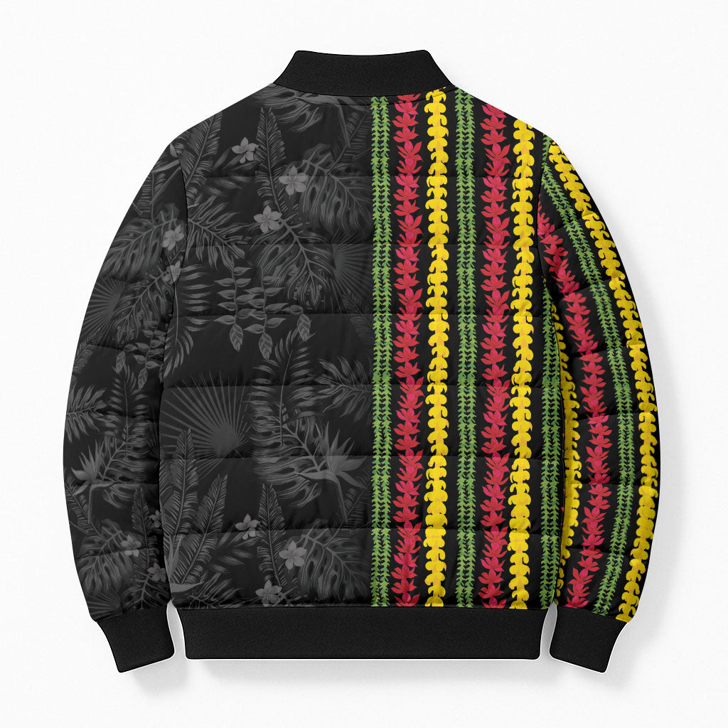 Hawaii Lei Kanaka Maoli Flag Bomber Puffer Jacket Tropical Vibes LT05 - Polynesian Pride