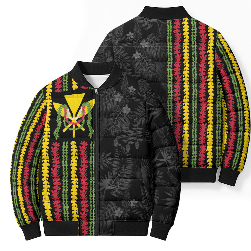 Hawaii Lei Kanaka Maoli Flag Bomber Puffer Jacket Tropical Vibes LT05 - Polynesian Pride