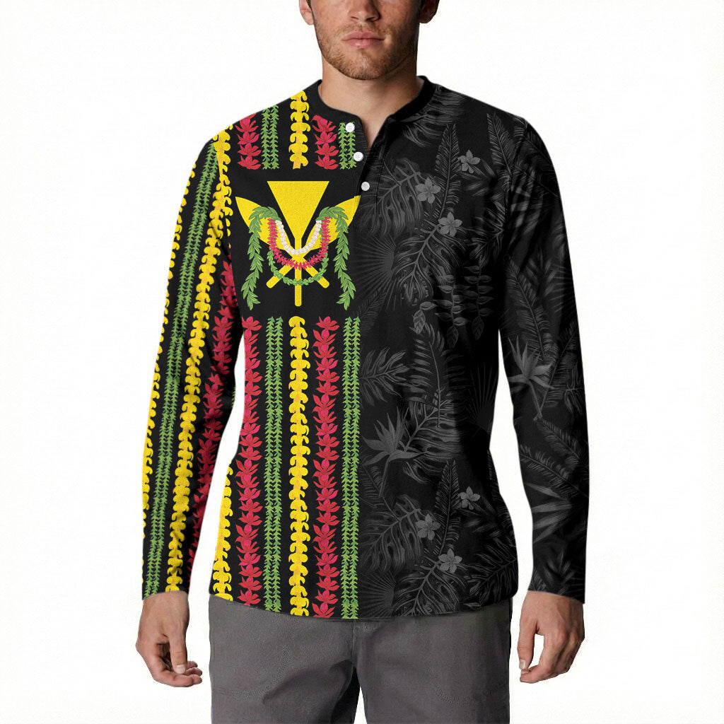 Hawaii Lei Kanaka Maoli Flag Button Sweatshirt Tropical Vibes LT05 - Polynesian Pride