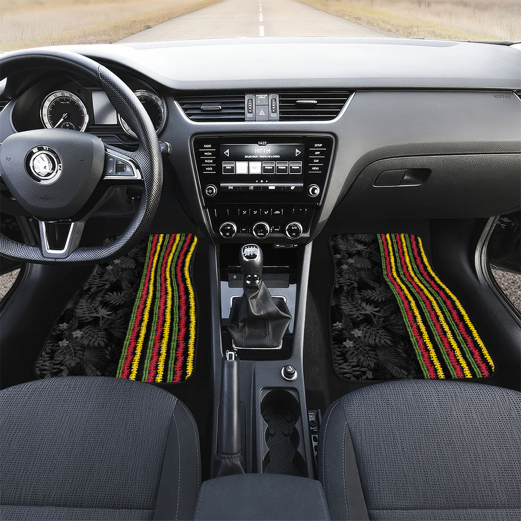 Hawaii Lei Kanaka Maoli Flag Car Mats Tropical Vibes LT05 Set 2pcs - Front Black - Polynesian Pride