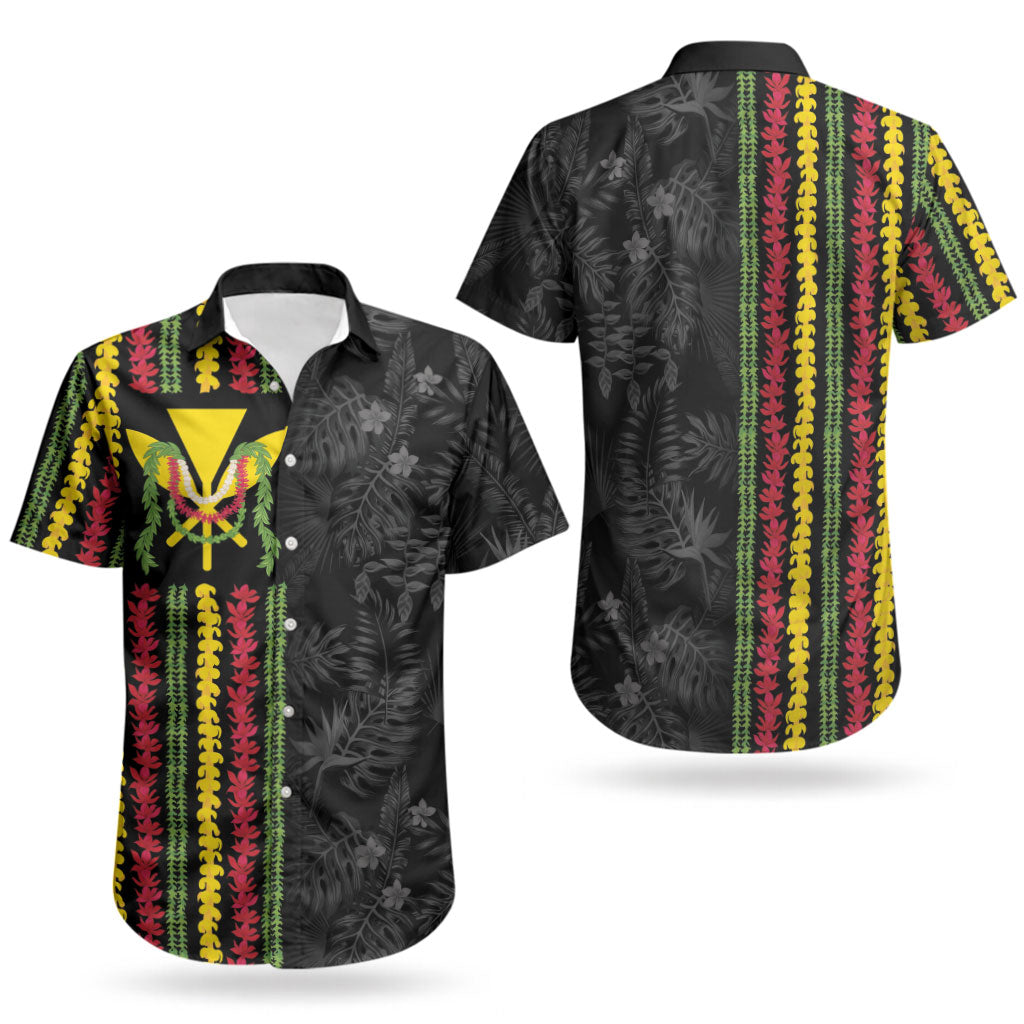Hawaii Lei Kanaka Maoli Flag Couples Matching Puletasi and Hawaiian Shirt Tropical Vibes LT05 - Polynesian Pride