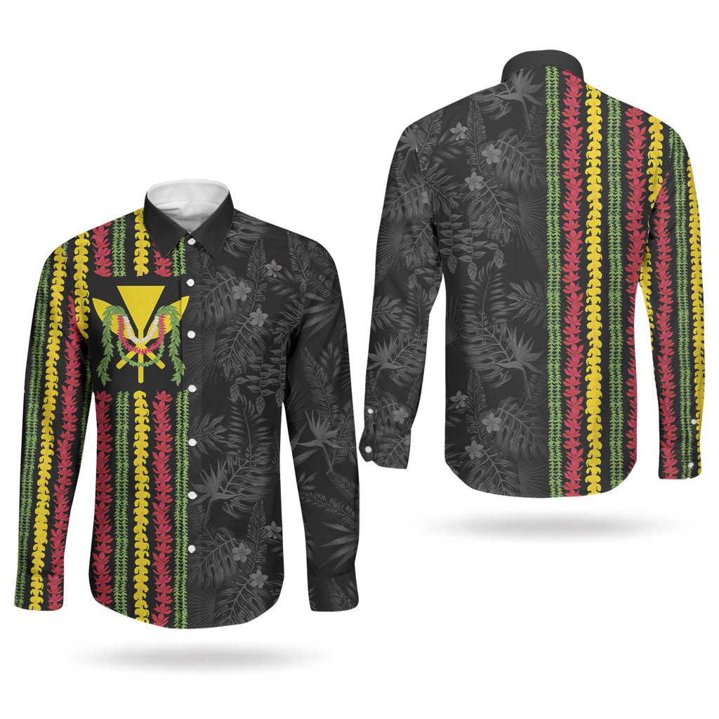 Hawaii Lei Kanaka Maoli Flag Couples Matching Tank Maxi Dress and Long Sleeve Button Shirt Tropical Vibes LT05 - Polynesian Pride