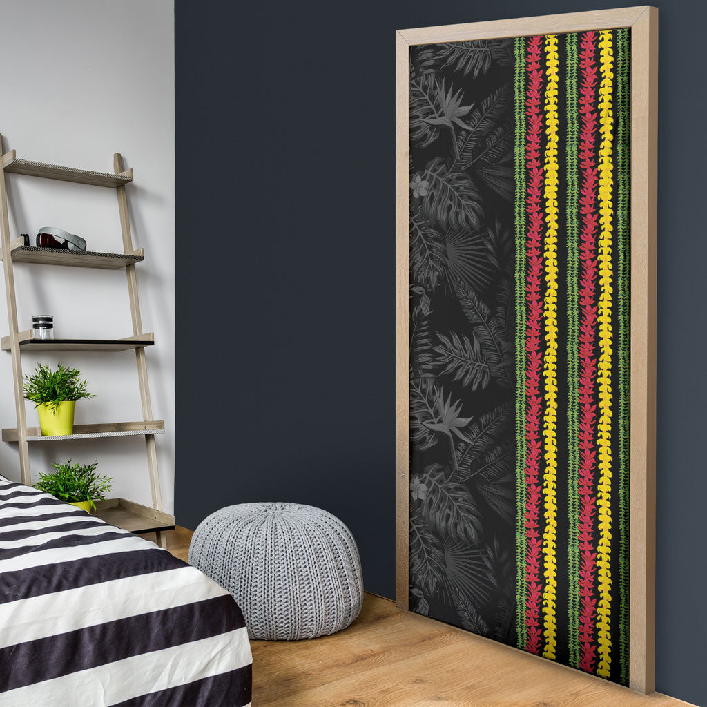 Hawaii Lei Kanaka Maoli Flag Door Cover Tropical Vibes LT05 - Polynesian Pride