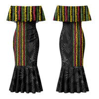Hawaii Lei Kanaka Maoli Flag Family Matching Mermaid Dress and Hawaiian Shirt Tropical Vibes LT05 Mom's Dress Black - Polynesian Pride