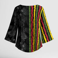 Hawaii Lei Kanaka Maoli Flag Kimono Sleeve Blouse Tropical Vibes LT05 - Polynesian Pride