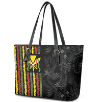 Hawaii Lei Kanaka Maoli Flag Leather Tote Bag Tropical Vibes LT05 - Polynesian Pride