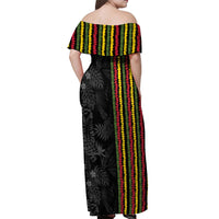 Hawaii Lei Kanaka Maoli Flag Off Shoulder Maxi Dress Tropical Vibes LT05 - Polynesian Pride