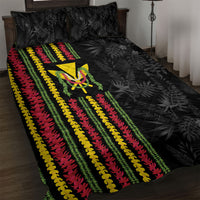 Hawaii Lei Kanaka Maoli Flag Quilt Bed Set Tropical Vibes LT05 Black - Polynesian Pride
