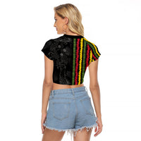 Hawaii Lei Kanaka Maoli Flag Raglan Cropped T Shirt Tropical Vibes LT05 - Polynesian Pride