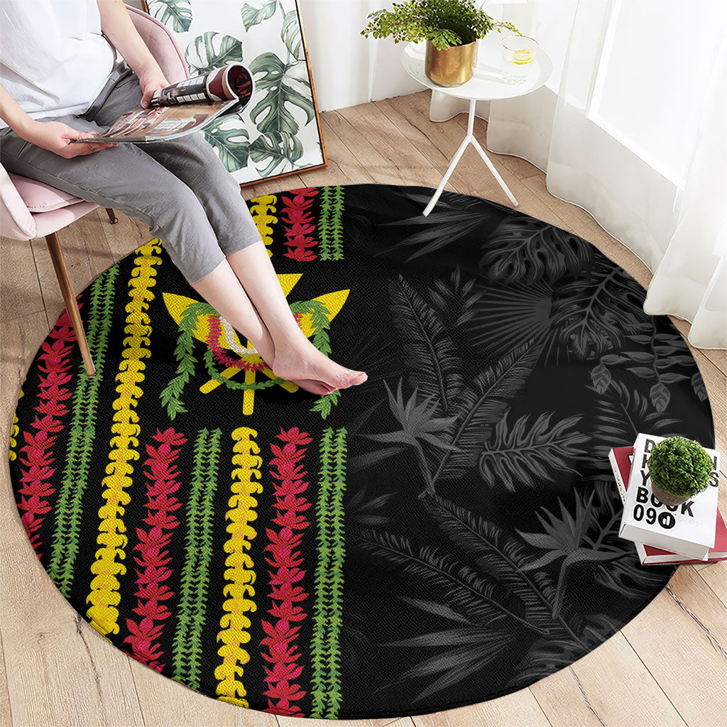 Hawaii Lei Kanaka Maoli Flag Round Carpet Tropical Vibes LT05 - Polynesian Pride