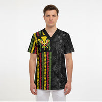 Hawaii Lei Kanaka Maoli Flag Scrub Top Tropical Vibes LT05 - Polynesian Pride