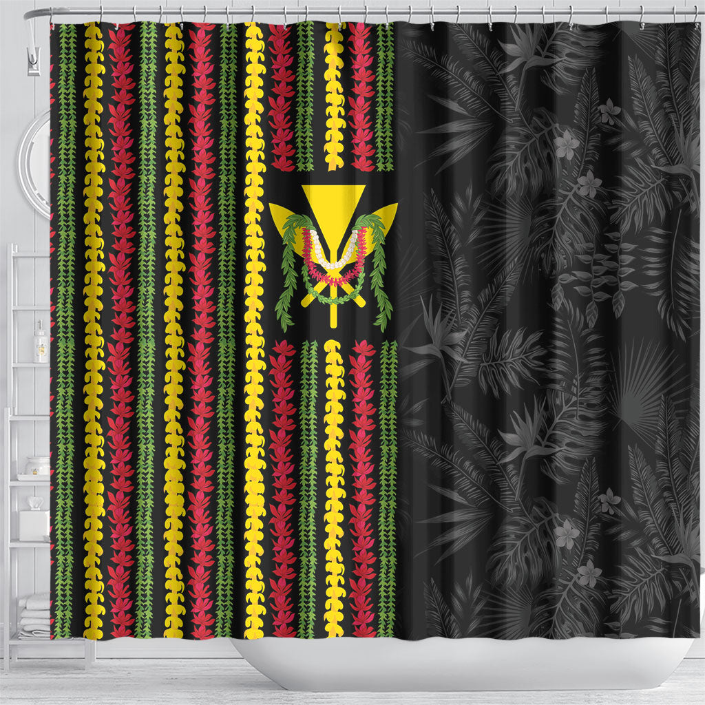 Hawaii Lei Kanaka Maoli Flag Shower Curtain Tropical Vibes LT05 - Polynesian Pride