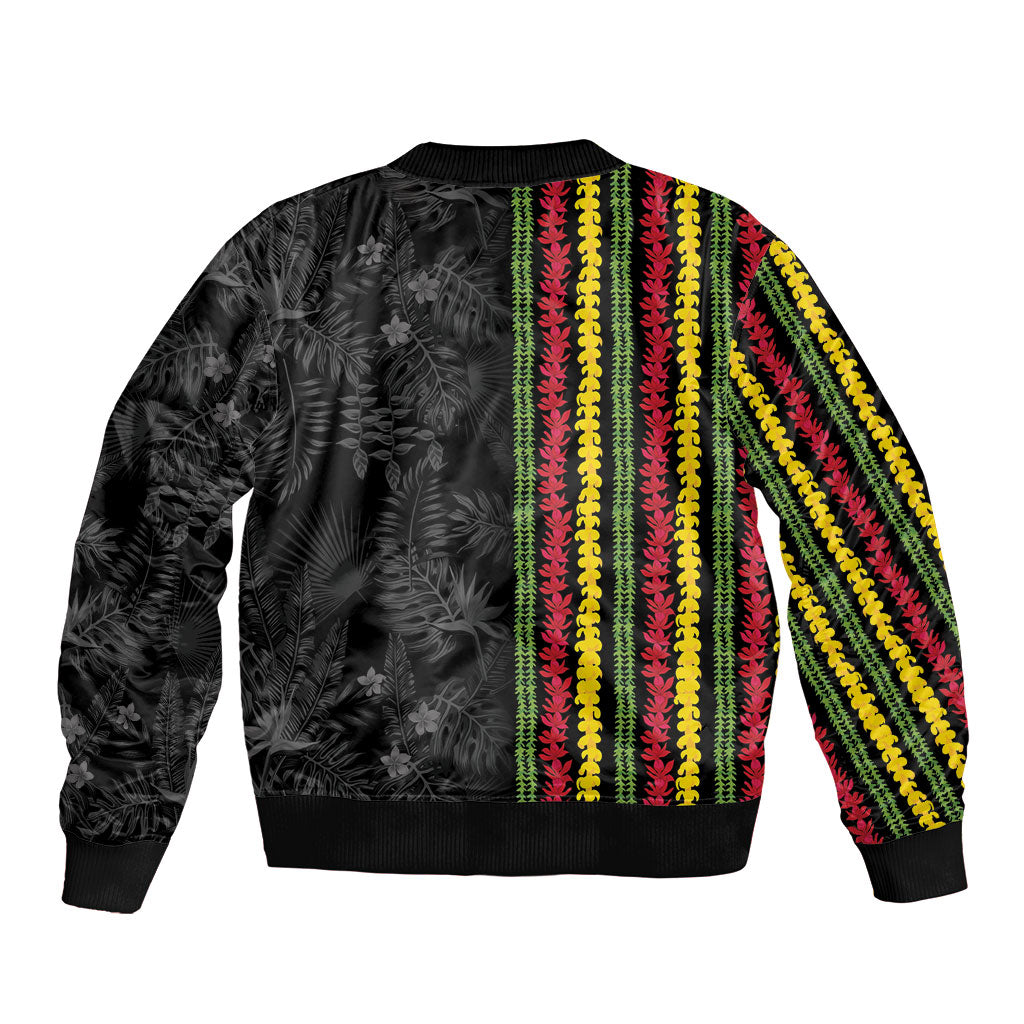 Hawaii Lei Kanaka Maoli Flag Sleeve Zip Bomber Jacket Tropical Vibes LT05 - Polynesian Pride
