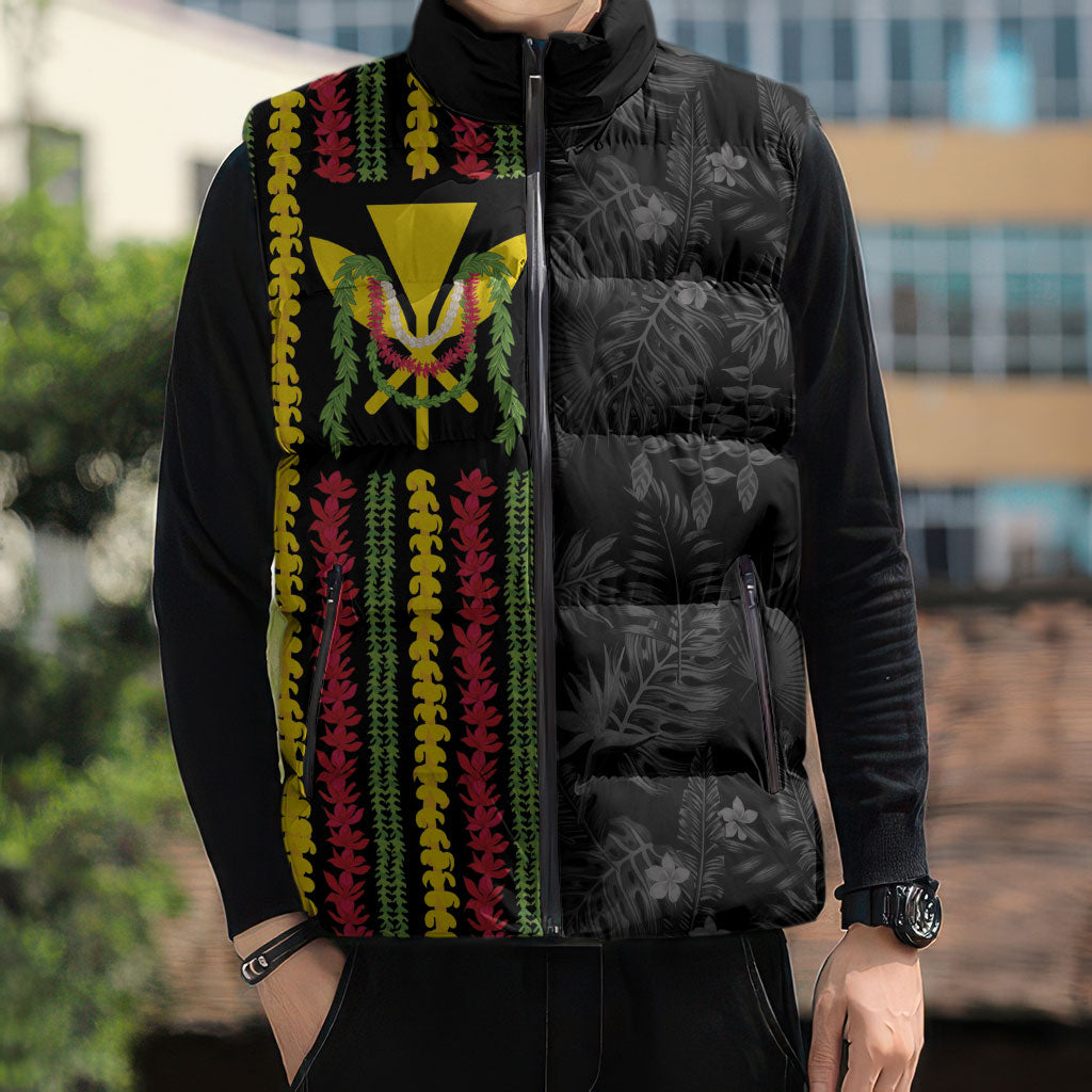 Hawaii Lei Kanaka Maoli Flag Sleeveless Puffer Jacket Tropical Vibes LT05 - Polynesian Pride