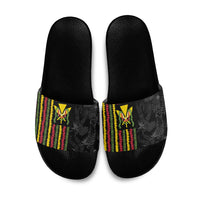 Hawaii Lei Kanaka Maoli Flag Slide Sandals Tropical Vibes LT05 Black - Polynesian Pride