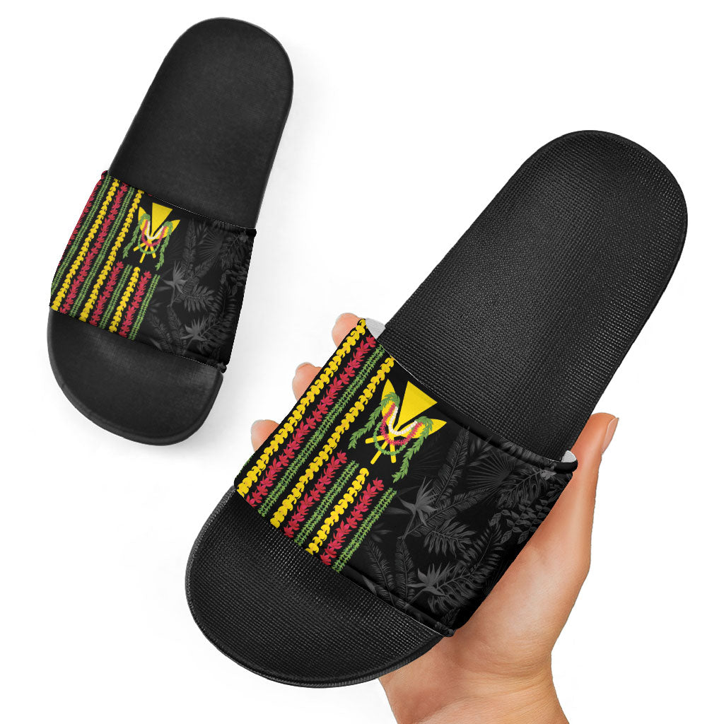 Hawaii Lei Kanaka Maoli Flag Slide Sandals Tropical Vibes LT05 - Polynesian Pride