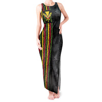 Hawaii Lei Kanaka Maoli Flag Tank Maxi Dress Tropical Vibes LT05 Women Black - Polynesian Pride
