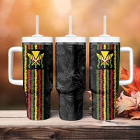 Hawaii Lei Kanaka Maoli Flag Tumbler With Handle Tropical Vibes LT05 - Polynesian Pride