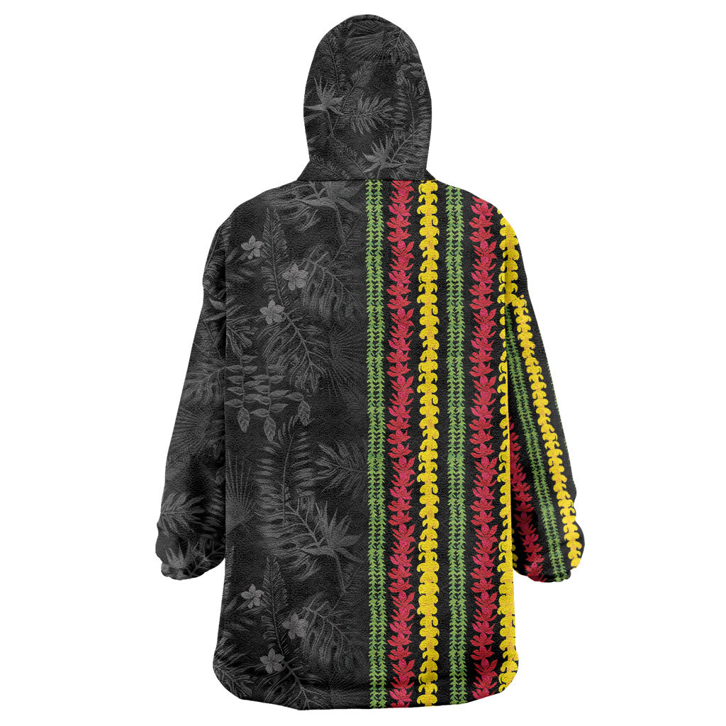 Hawaii Lei Kanaka Maoli Flag Wearable Blanket Hoodie Tropical Vibes LT05 - Polynesian Pride