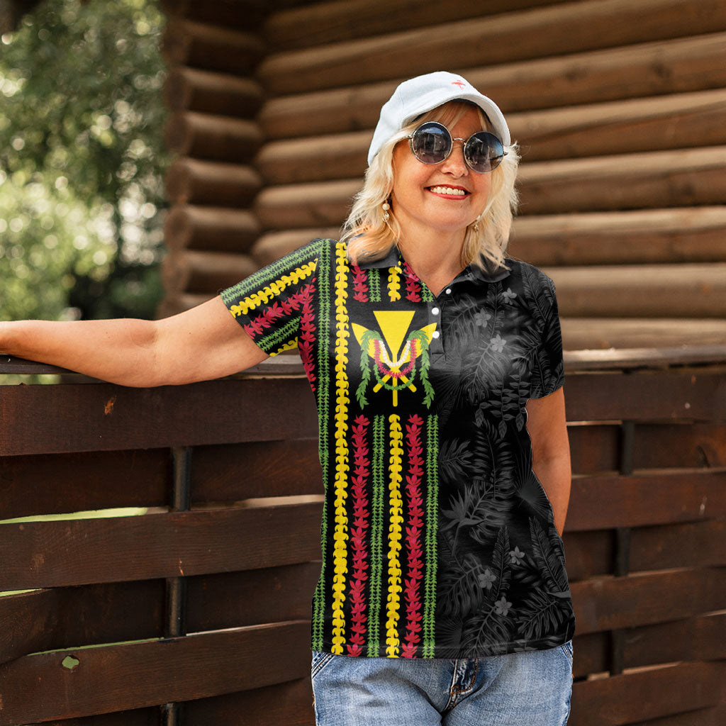 Hawaii Lei Kanaka Maoli Flag Women Polo Shirt Tropical Vibes LT05 - Polynesian Pride