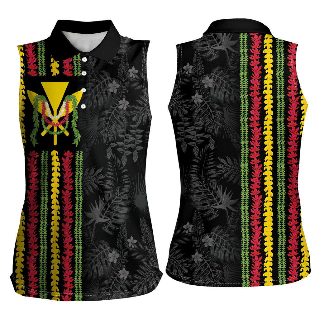 Hawaii Lei Kanaka Maoli Flag Women Sleeveless Polo Shirt Tropical Vibes LT05 - Polynesian Pride