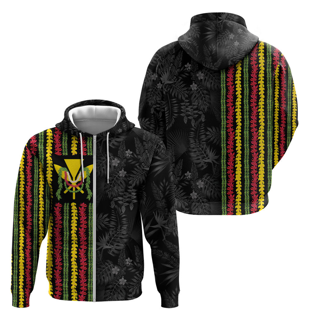 Hawaii Lei Kanaka Maoli Flag Zip Hoodie Tropical Vibes LT05 - Polynesian Pride