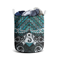New Zealand Maori Laundry Basket Poutama Pikorua - Single Twist Paua Shell
