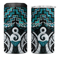 New Zealand Maori 4 in 1 Can Cooler Tumbler Poutama Pikorua - Single Twist Paua Shell