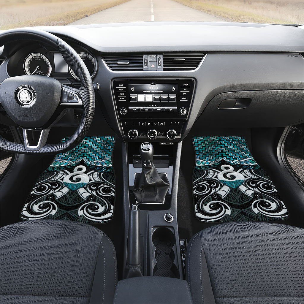 New Zealand Maori Car Mats Poutama Pikorua - Single Twist Paua Shell