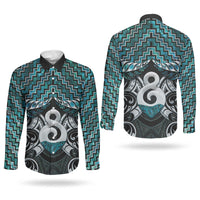 New Zealand Maori Couples Matching Off Shoulder Maxi Dress and Long Sleeve Button Shirt Poutama Pikorua - Single Twist Paua Shell