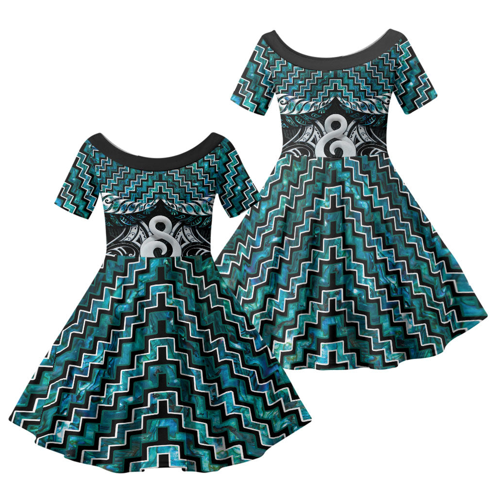 New Zealand Maori Family Matching Mermaid Dress and Hawaiian Shirt Poutama Pikorua - Single Twist Paua Shell