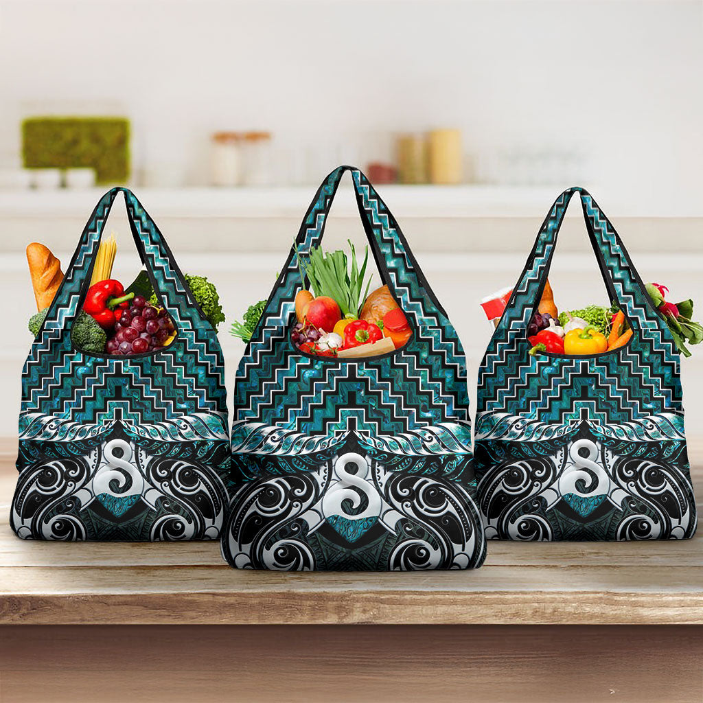 New Zealand Maori Grocery Bag Poutama Pikorua - Single Twist Paua Shell