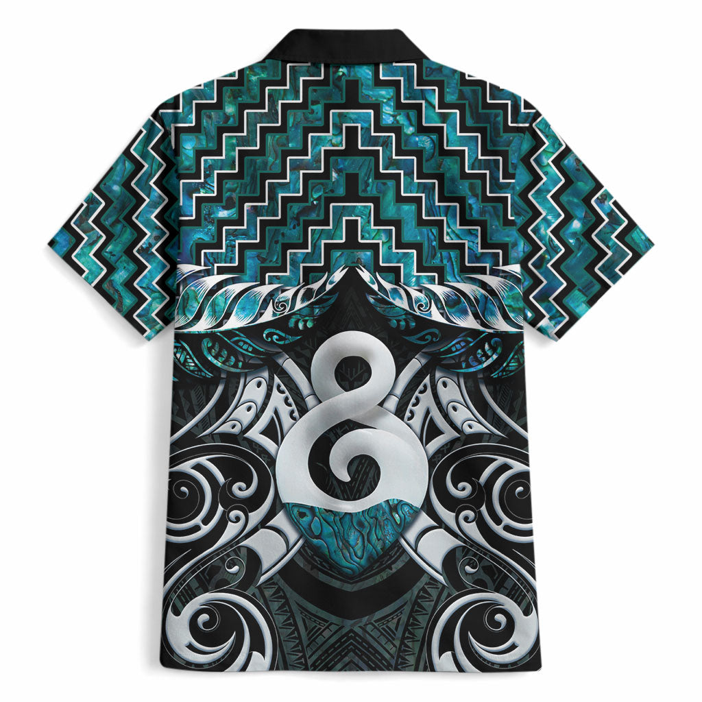 New Zealand Maori Hawaiian Shirt Poutama Pikorua - Single Twist Paua Shell