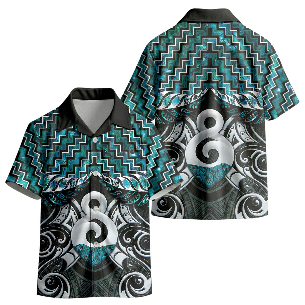 New Zealand Maori Kid Hawaiian Shirt Poutama Pikorua - Single Twist Paua Shell LT05 - Polynesian Pride