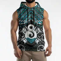New Zealand Maori Sleeveless Hoodie Poutama Pikorua - Single Twist Paua Shell