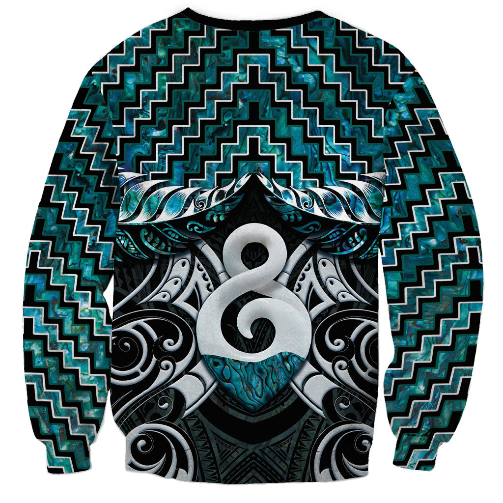 New Zealand Maori Sweatshirt Poutama Pikorua - Single Twist Paua Shell