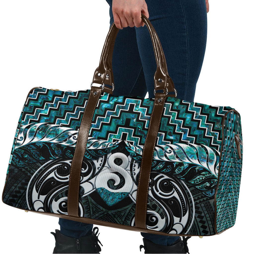New Zealand Maori Travel Bag Poutama Pikorua - Single Twist Paua Shell