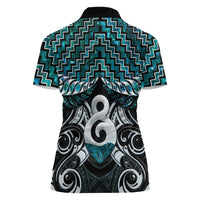 New Zealand Maori Women Polo Shirt Poutama Pikorua - Single Twist Paua Shell