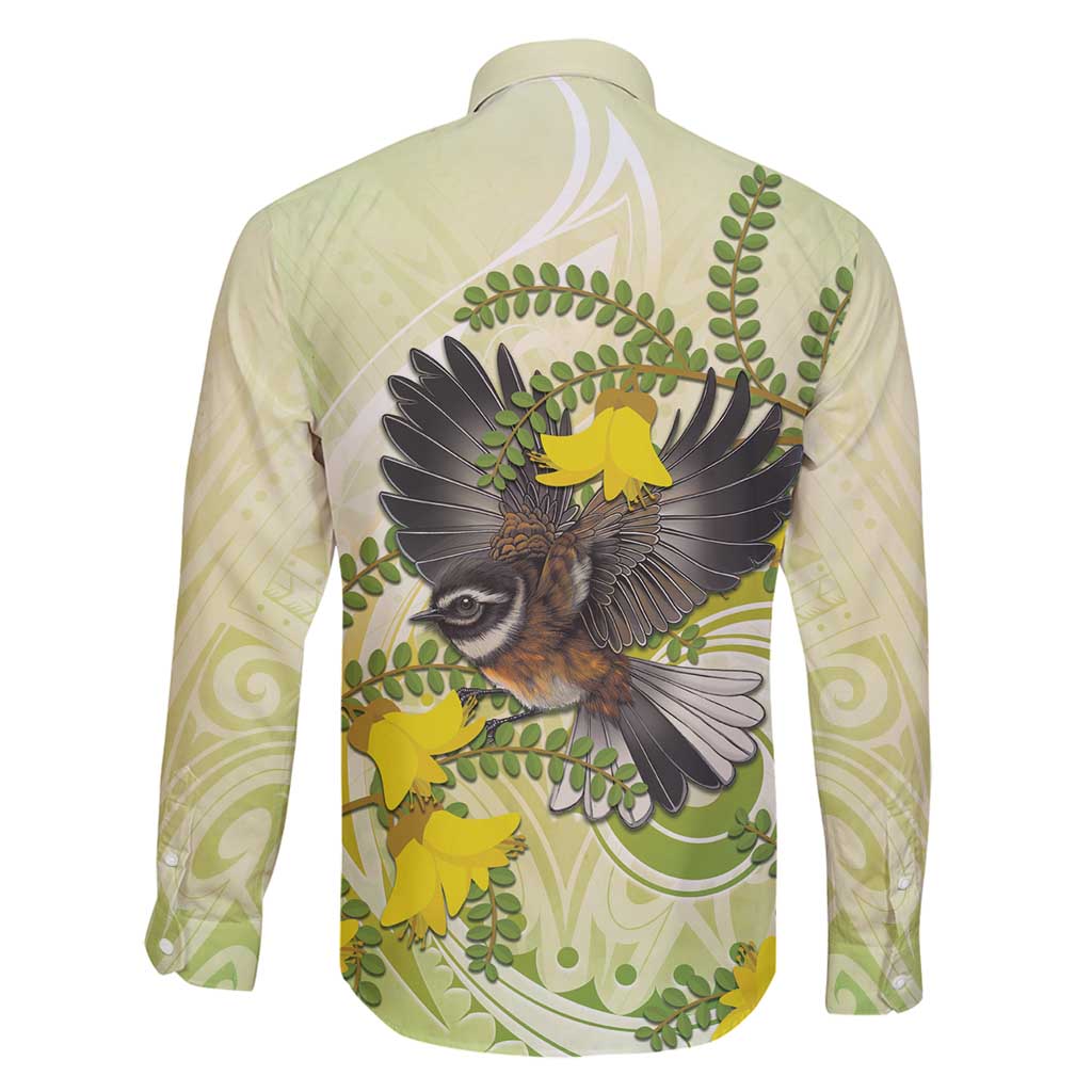 New Zealand Piwakawaka Fantail Bird Family Matching Mermaid Dress and Hawaiian Shirt With Kowhai Flowers