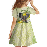 New Zealand Piwakawaka Fantail Bird Family Matching Tank Maxi Dress and Hawaiian Shirt With Kowhai Flowers