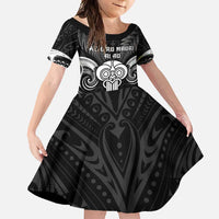 New Zealand Te Reo Maori Family Matching Long Sleeve Bodycon Dress and Hawaiian Shirt Korero Maori Ai Au LT05 Daughter's Dress Black - Polynesian Pride