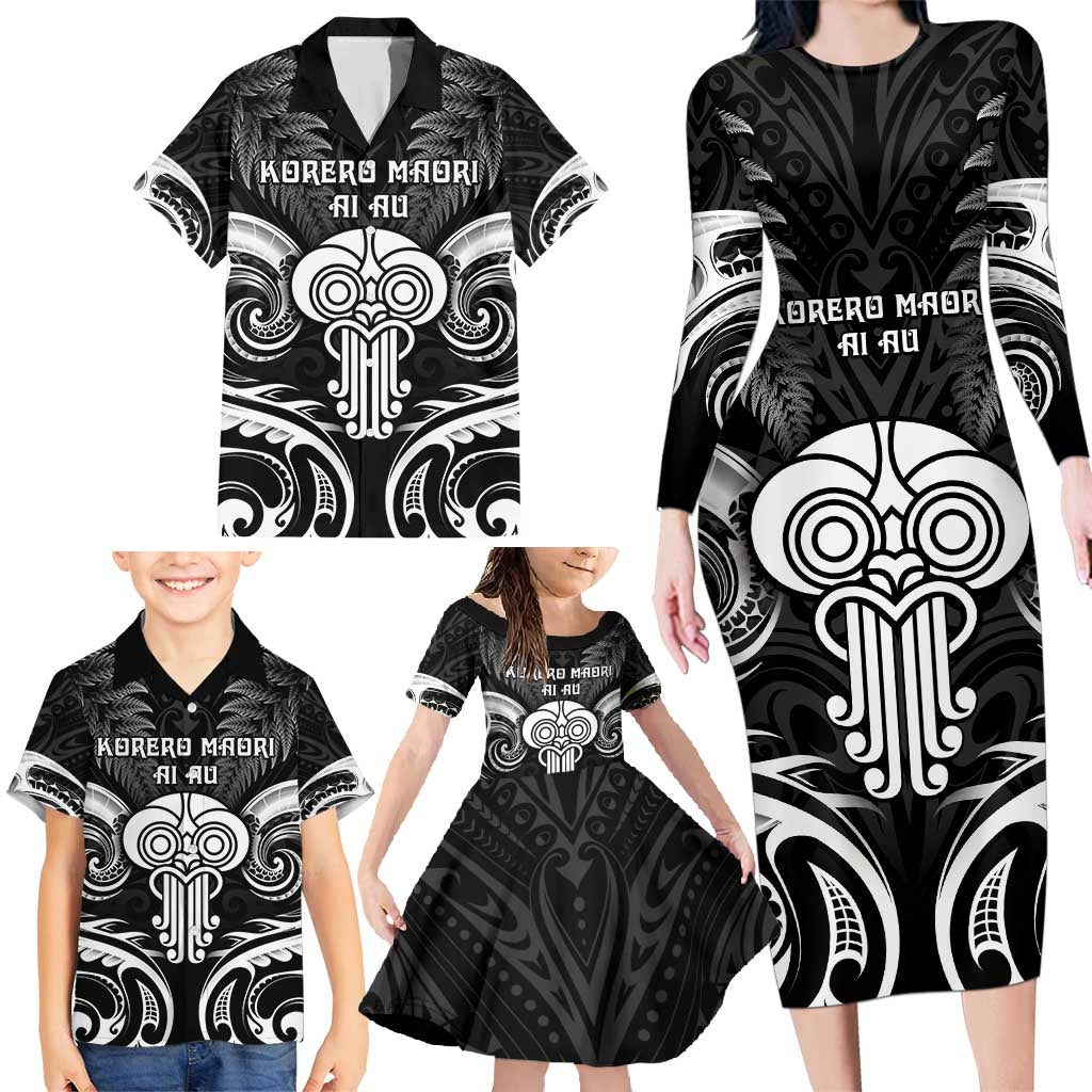 New Zealand Te Reo Maori Family Matching Long Sleeve Bodycon Dress and Hawaiian Shirt Korero Maori Ai Au LT05 - Polynesian Pride