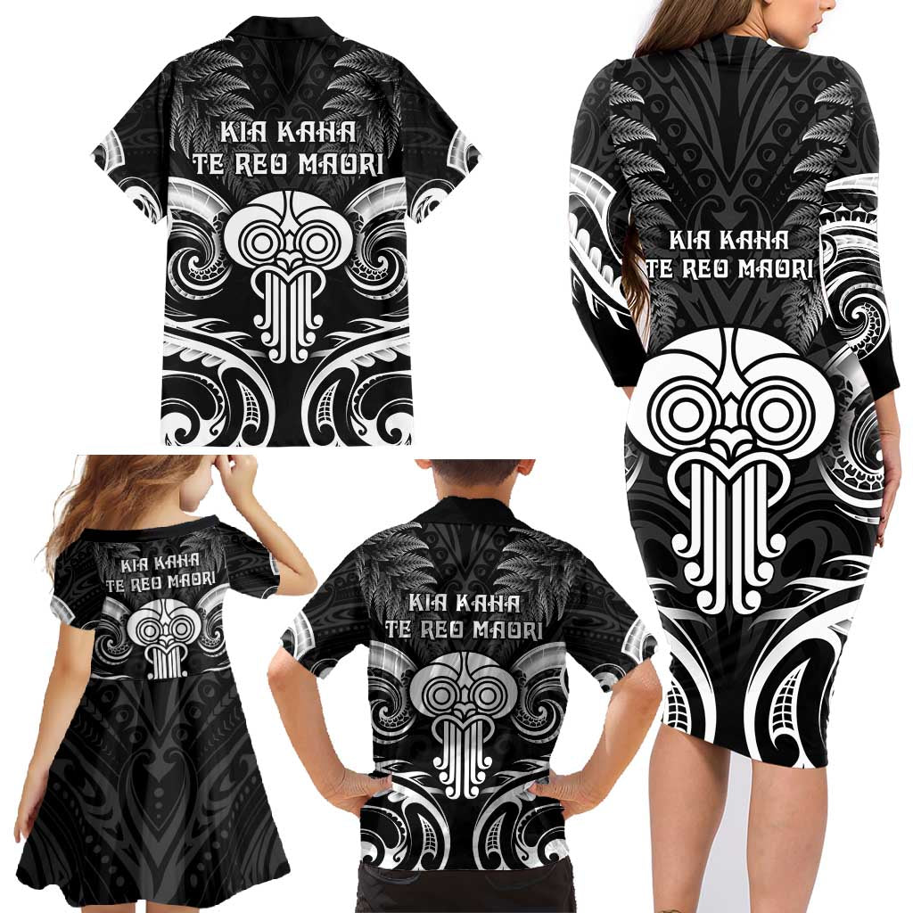 New Zealand Te Reo Maori Family Matching Long Sleeve Bodycon Dress and Hawaiian Shirt Korero Maori Ai Au LT05 - Polynesian Pride
