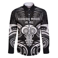 New Zealand Te Reo Maori Family Matching Long Sleeve Bodycon Dress and Hawaiian Shirt Korero Maori Ai Au LT05 Dad's Shirt - Long Sleeve Black - Polynesian Pride