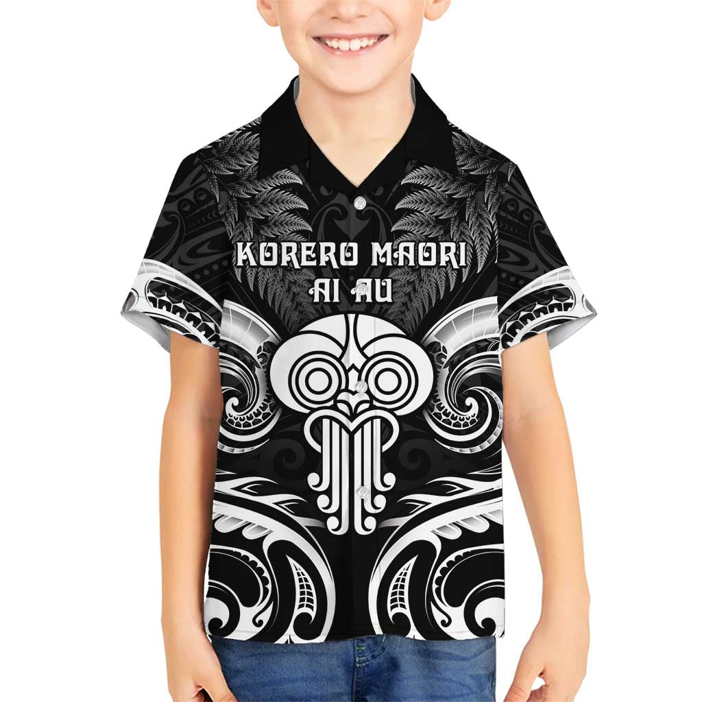 New Zealand Te Reo Maori Family Matching Long Sleeve Bodycon Dress and Hawaiian Shirt Korero Maori Ai Au LT05 Son's Shirt Black - Polynesian Pride