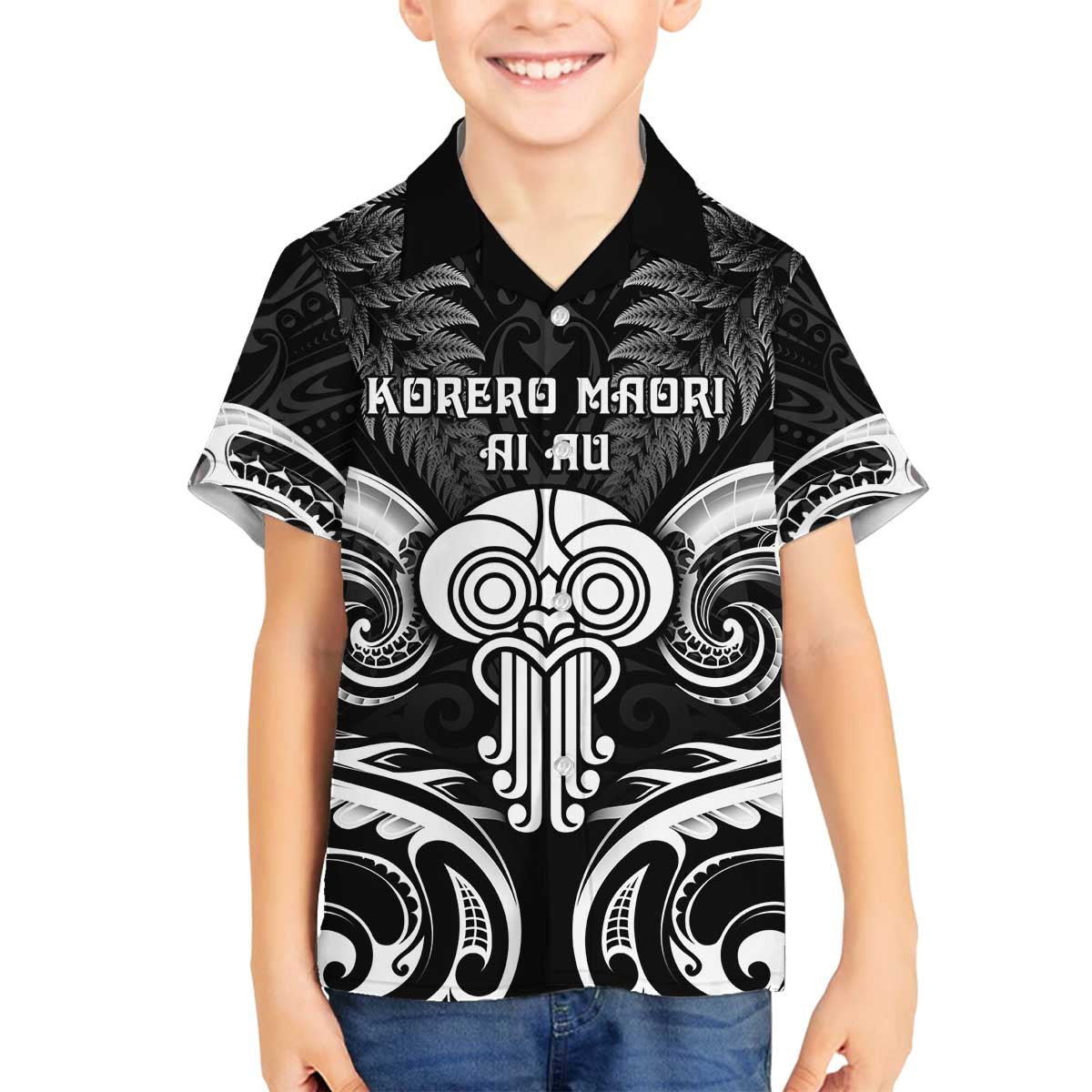 New Zealand Te Reo Maori Family Matching Off The Shoulder Long Sleeve Dress and Hawaiian Shirt Korero Maori Ai Au